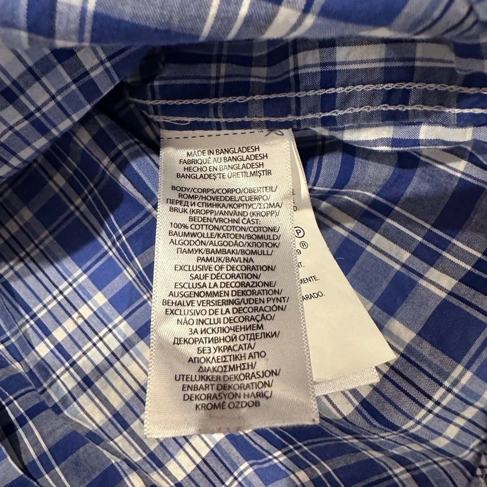 Ralph Lauren Boy’s 8 Blue and White Plaid Cotton Poplin Shirt